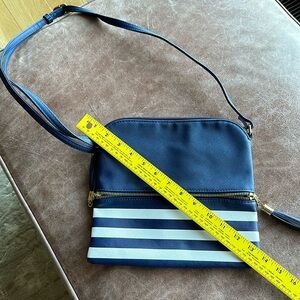 Navy and white stripe purse.